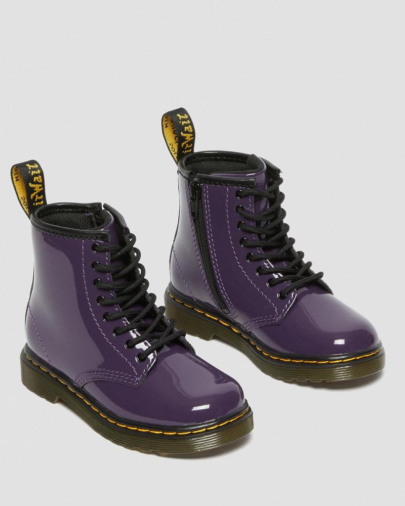 Dr Martens Toddler 1460 Lak Læder Snørestøvler Børn Lilla | DK 702DFM